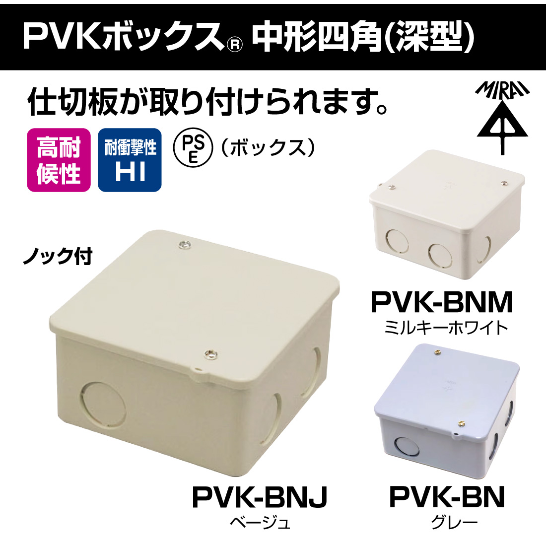未来工業 (取寄品) PVKボックス 中形四角 深型 PVK-BNJ/ベージュ PVK
