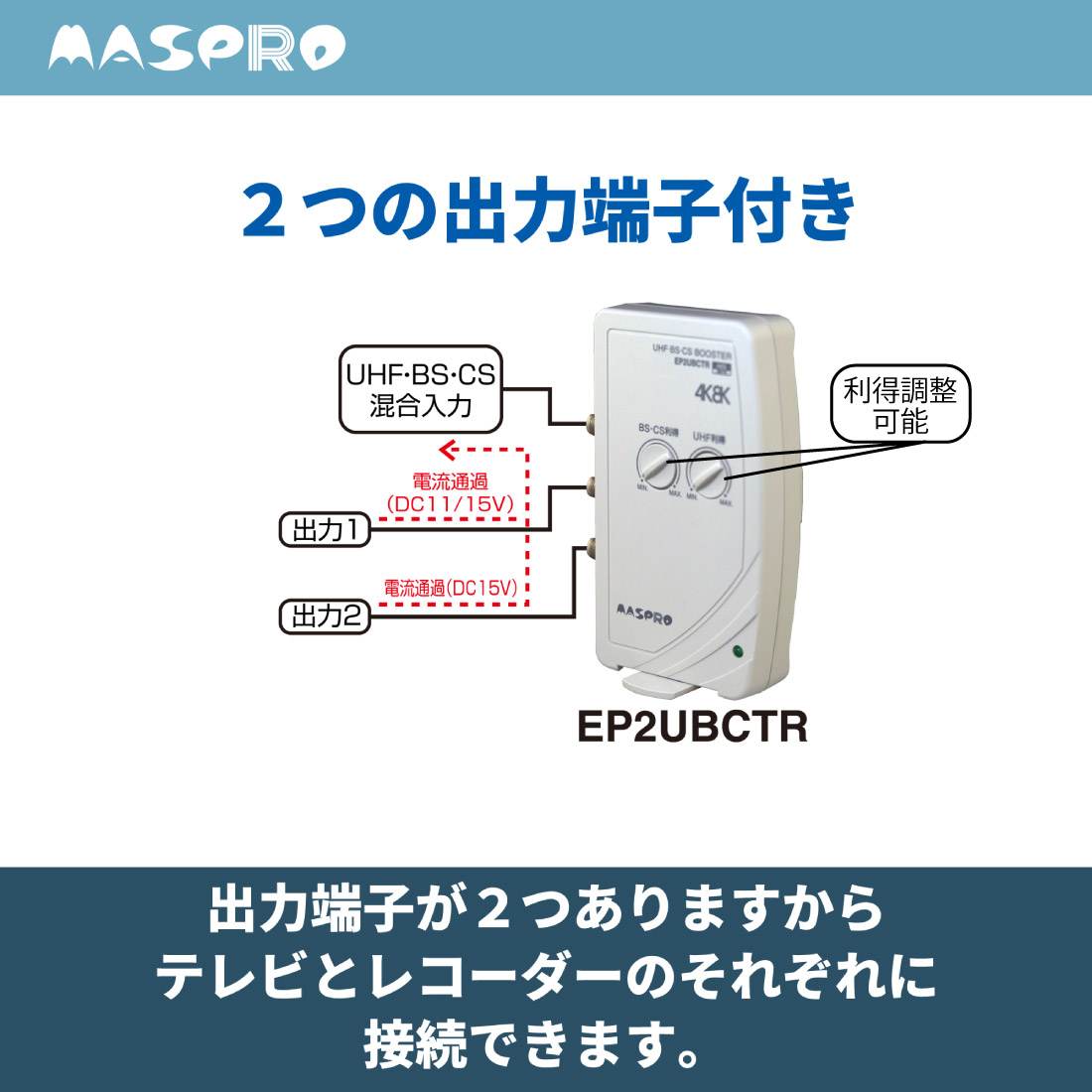 MASPRO/マスプロ EP2UBCTR UHF・BS・CS テレビレコーダーブースター