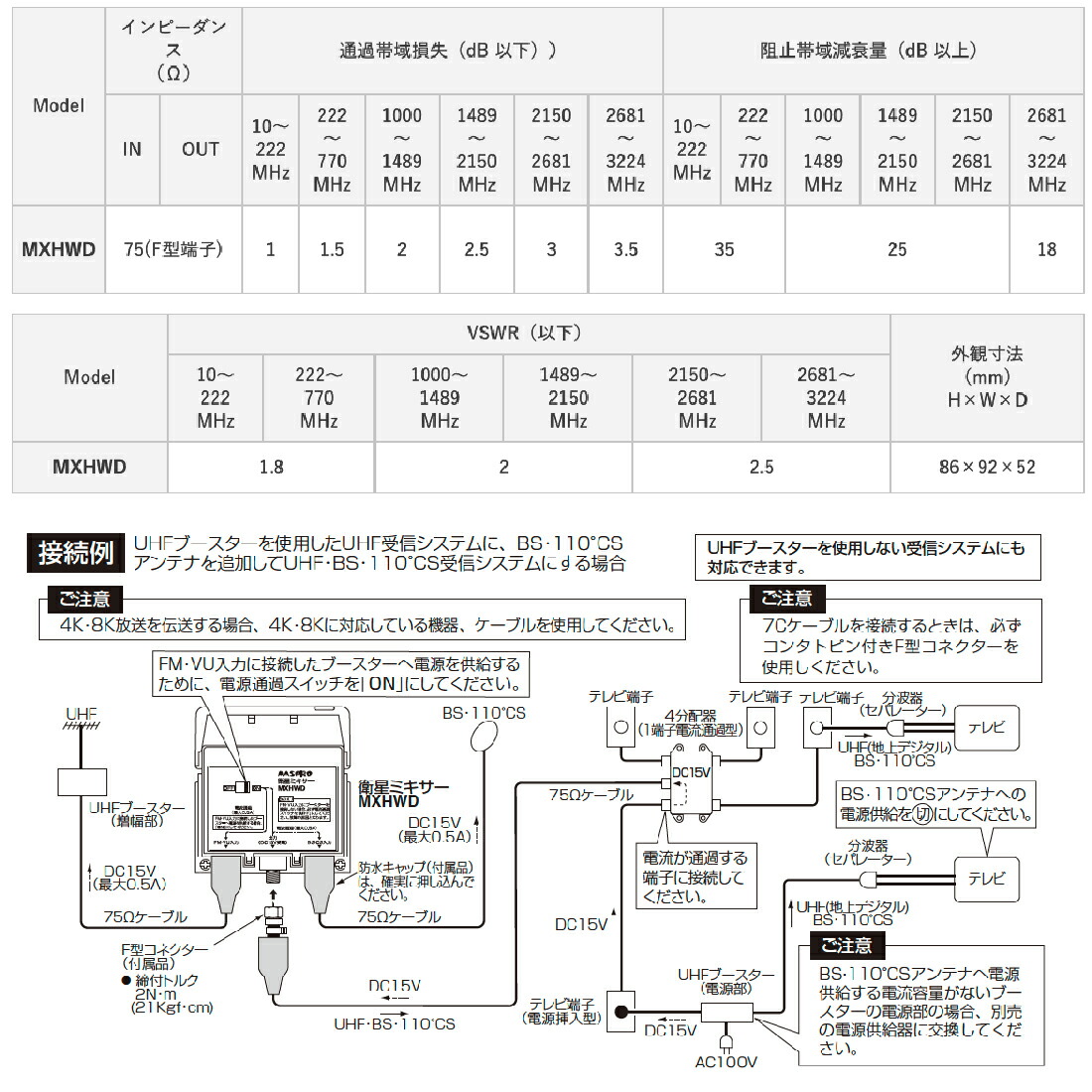 在庫有】マスプロ電工/MASPRO 衛星ミキサー MXHWD 混合器 全端子電流通過型 4K8K RoHS対応 UHF/BS/CS/FM 3224MHz  :mp-0027:プロポチ - 通販 - Yahoo!ショッピング