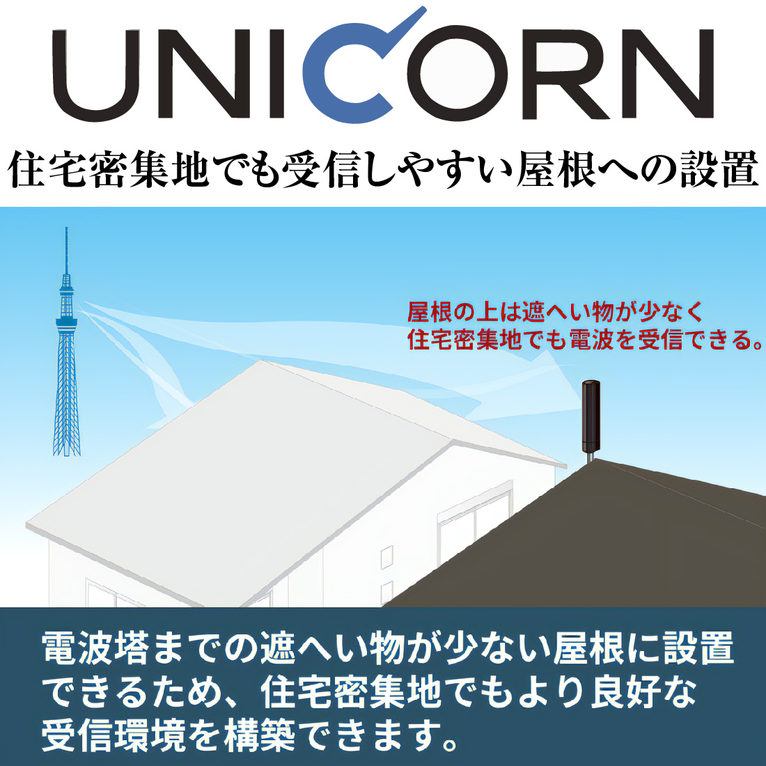 地デジアンテナ ユニコーン U2CN UHFアンテナ ポール型 20素子相当 水平偏波 ブラックブロンズ ウォームホワイト｜pro-pochi｜06