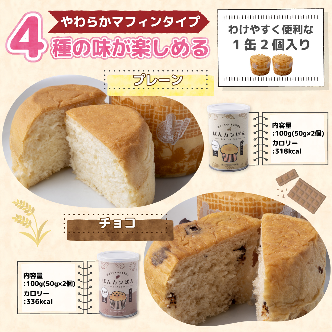 非常食 5年保存 ぱんカンぱん アソート 8缶 4種類 日本製 卵不使用