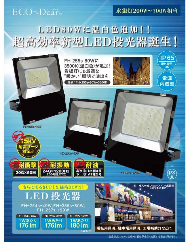 送料無料・代引不可)DAITOKU(ダイトク) LED投光器 水銀灯代替製品(400W