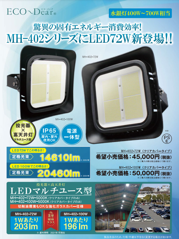 送料無料・代引不可)DAITOKU(ダイトク) LED高天井灯 水銀灯代替製品(400W/700W相当) MH-402-72W-5000K (L) :  daitoku-mh-402-72w-5000k : プロショップShimizu - 通販 - Yahoo!ショッピング