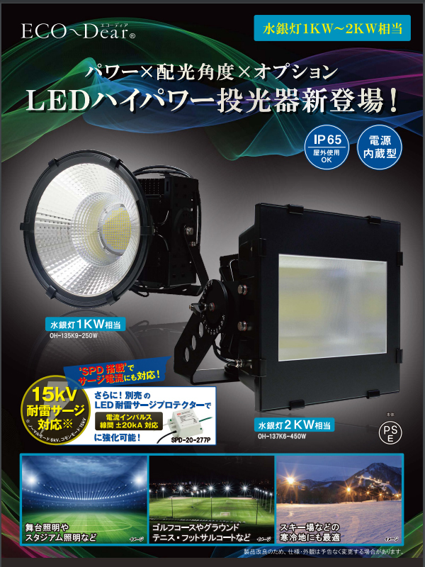 送料無料・代引不可)DAITOKU(ダイトク) LEDハイパワー投光器 水銀灯1kW