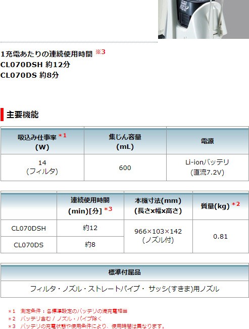 代引不可)マキタ 充電式クリーナー CL070DSH コードレス掃除機