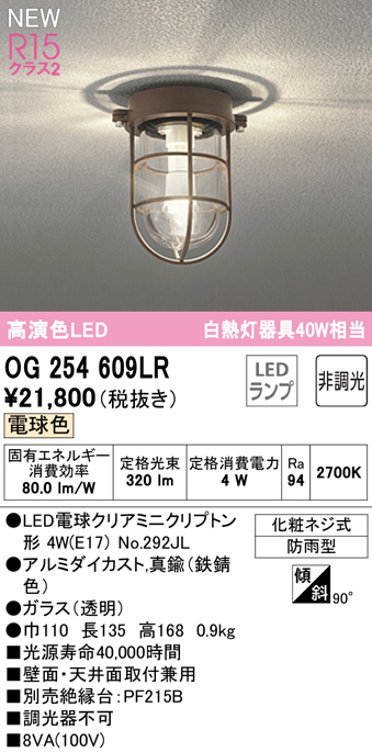 オーデリック OG254609LR LEDブラケットライト R15高演色 クラス2 白熱