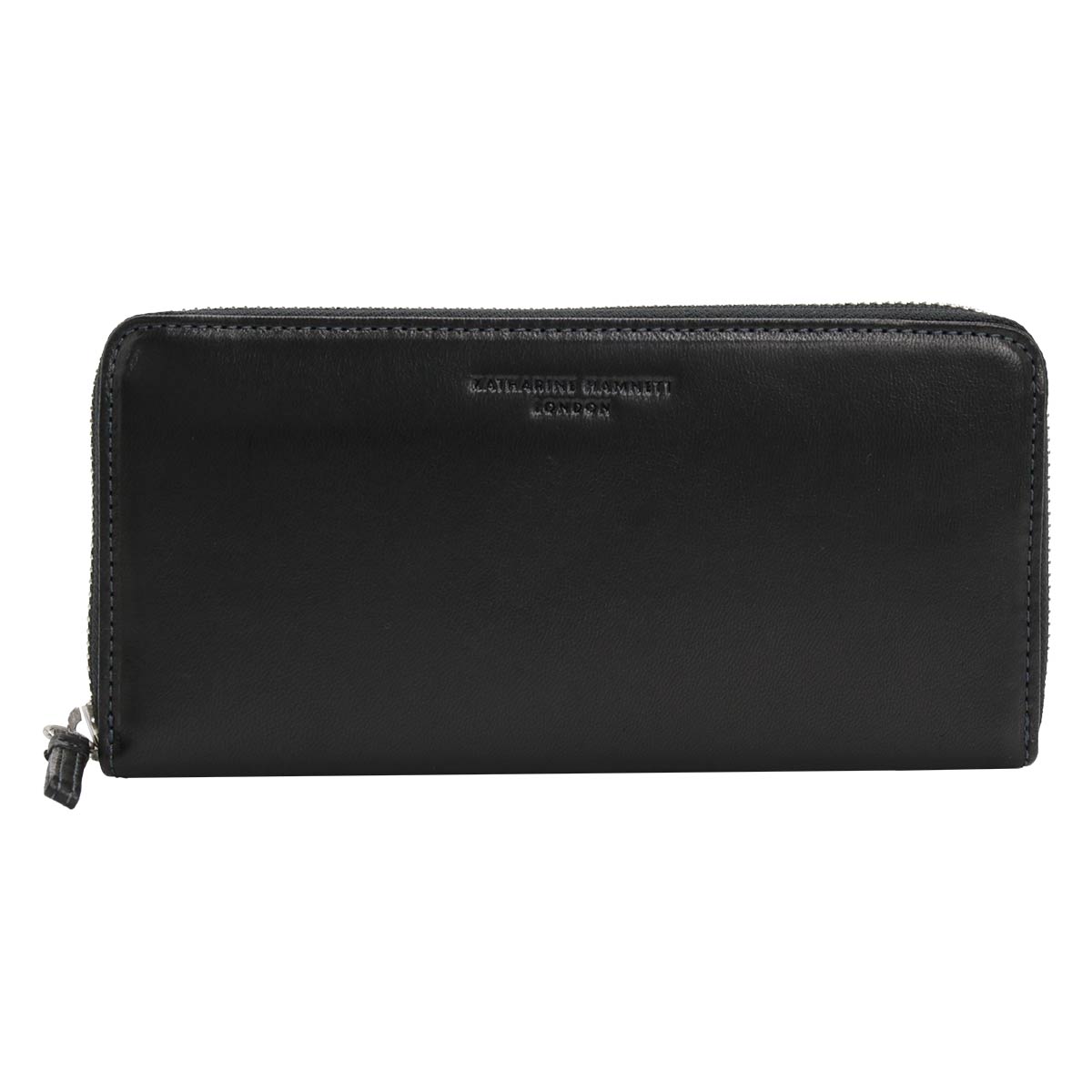 ア*ル様 キャサリンハムネット 長財布 黒 牛革 KATHARINE HAMNETT LONDON（キャサリンハムネットロンドン