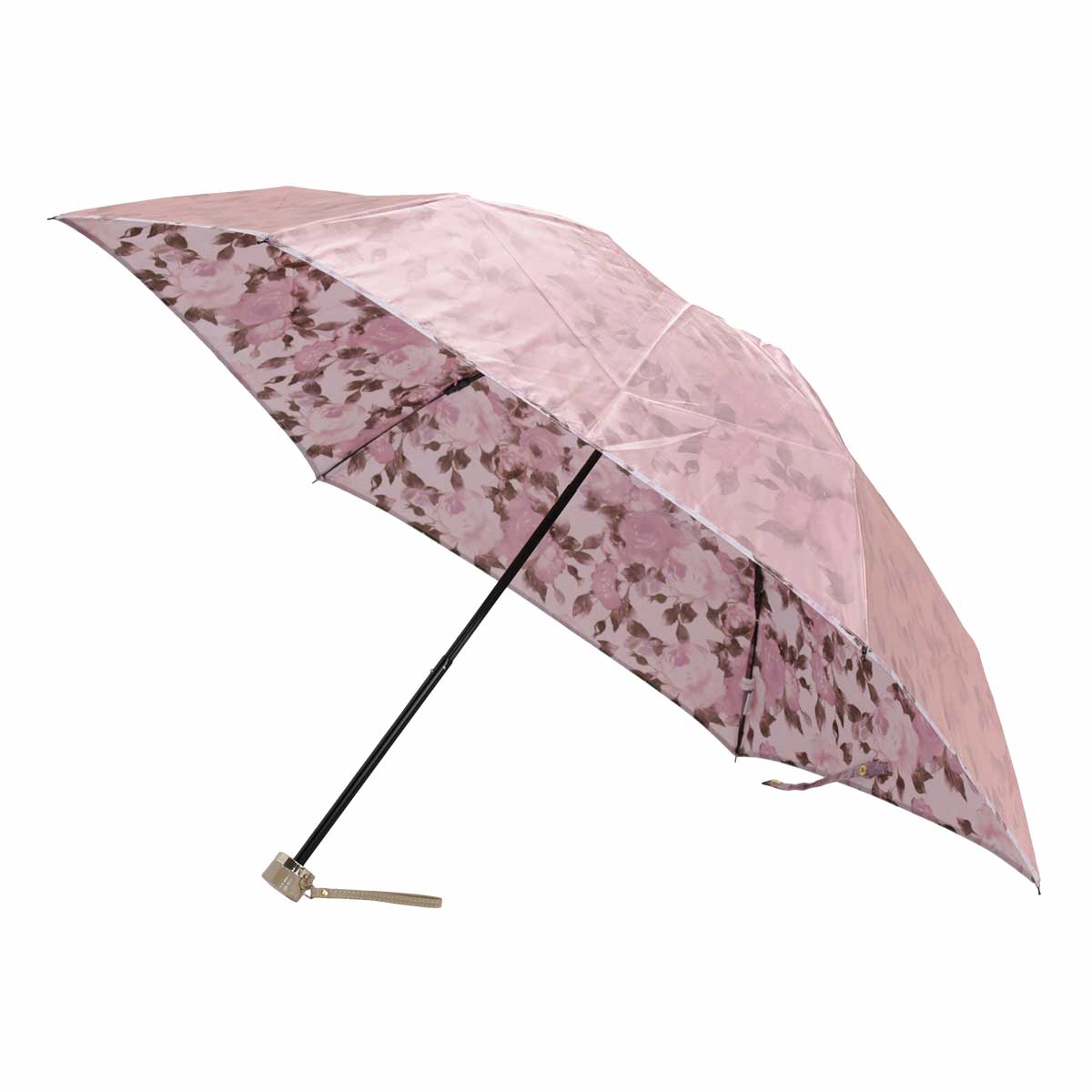 新品　Mila Schon 晴雨兼用傘　折りたたみ日傘　ベルト柄　ベルトブルー mila schon ミラ・ショーン 晴雨兼用 折りたたみ傘 UVカット