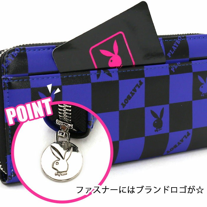 PLAYBOY（プレイボーイ） 長財布 財布 フラッグチェック ラウンド