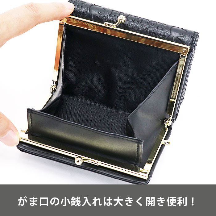PLAYBOY 財布 三つ折り プレイボーイ がま口 総柄 エンボス 型