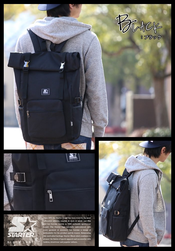 STARTER スターター リュックサック デイパック バックパック ロールトップリュック 口折れ BLACK LABEL ST-BAG-003  ブランド