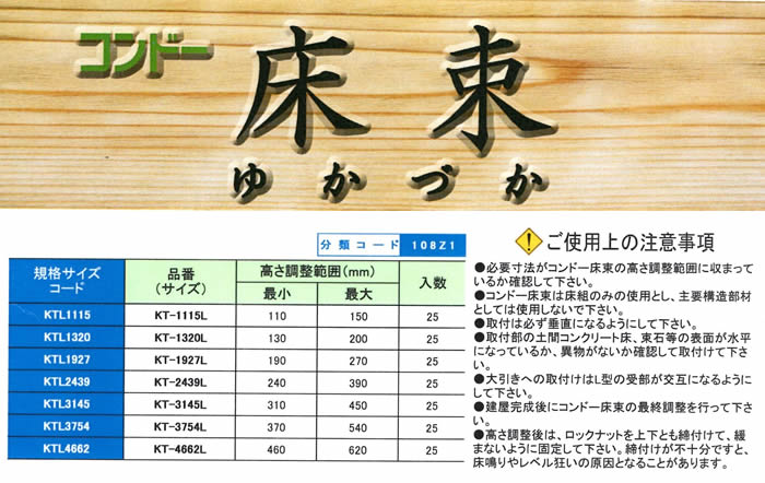 床束ＬタイプKT-1320L コンドーテック鋼製束 - その他の住宅設備