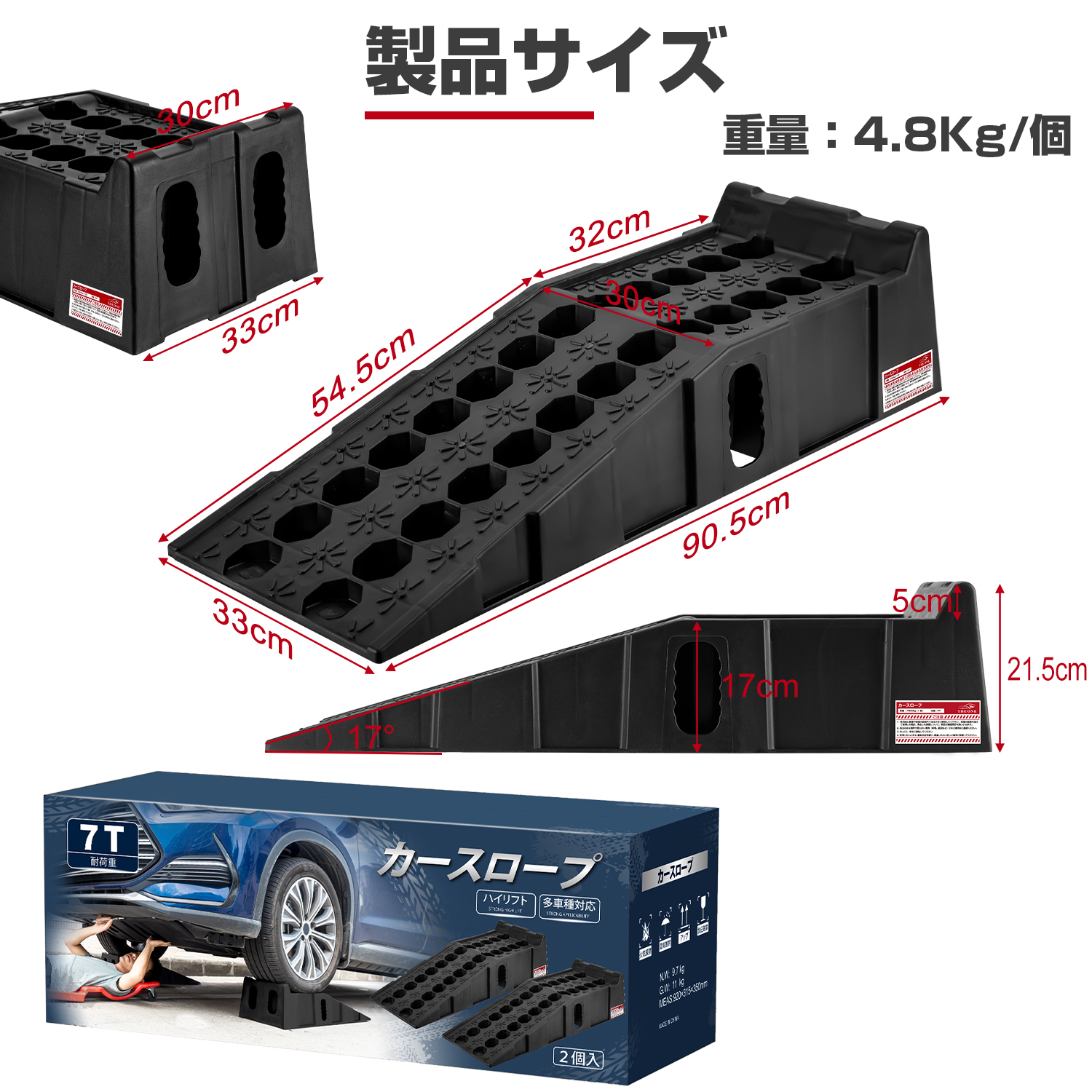 PROBASTO」カースロープ ワイド 耐荷重7T タイヤスロープ 分割式