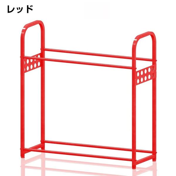 B2260タイヤラック 二段式 8本 タイヤ収納 縦置き 耐荷重300kgレッド