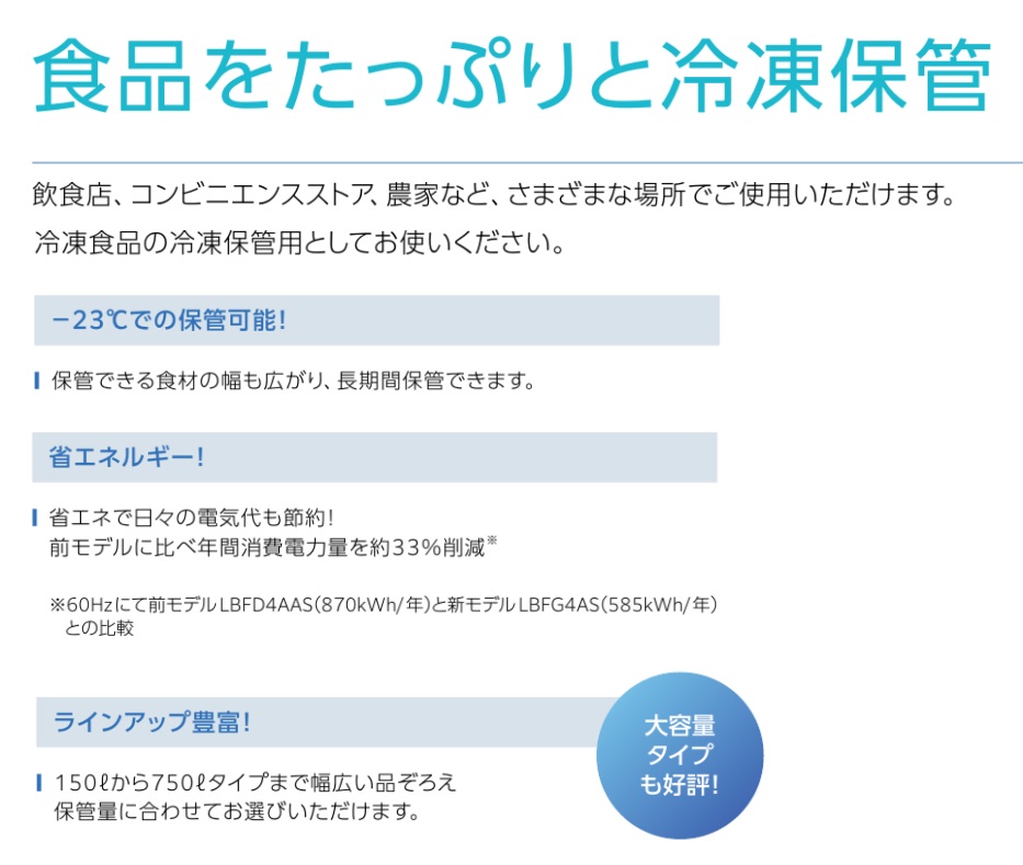 ダイキン 業務用 横型冷凍ストッカー 大容量タイプ 保管量750Lクラス 冷凍庫 LBFG7AS | ダイキン | 02