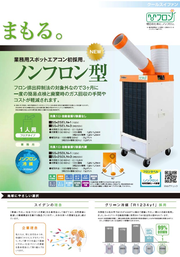 Suiden/スイデン スポットエアコン 【ノンフロン】1口 首振り