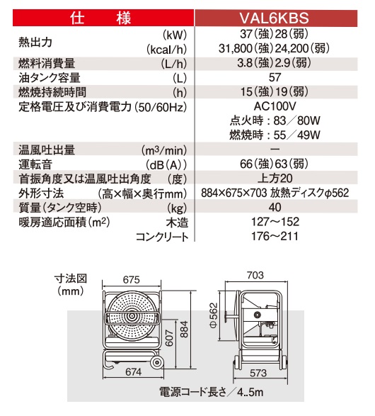 赤外線ヒーター 赤外線オイルヒーター業務用 静岡製機 ストーブ 灯油 ヒーター バルシックス KDS VAL6KBS 50Hz 60Hz兼用 ○YA513  : val6-kbs : プロキュアエース - 通販 - Yahoo!ショッピング