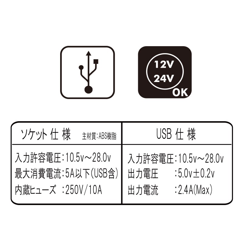 12V 24V 車用 USBソケット USB付 ダイレクトクリアー 3連 ソケット 2.4A 発光色 ブルー DL-31 :DL-31:プロキオンショップ  - 通販 - Yahoo!ショッピング