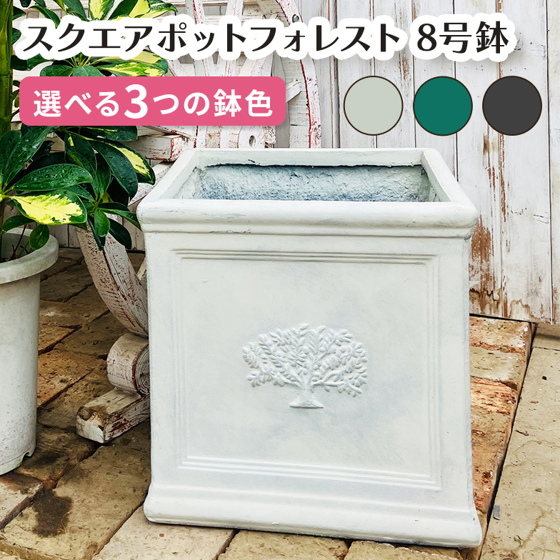 スクエアポット フォレスト8号（選べる3色）外巾32cm×奥行32cm×高さ