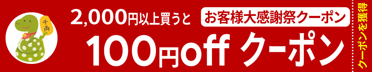 2,000円以上のお買い物で100円offクーポン