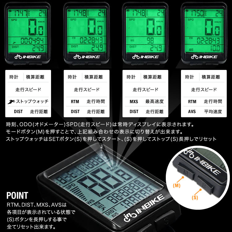 サイクルコンピューター 自転車スピードメーター スピードメーター ワイヤレス 多機能 速度 防水 バックライト付き 自転車 ロードバイク  ネコポス送料無料 NP-57 :speed-meter-01:Products Store - 通販 - Yahoo!ショッピング