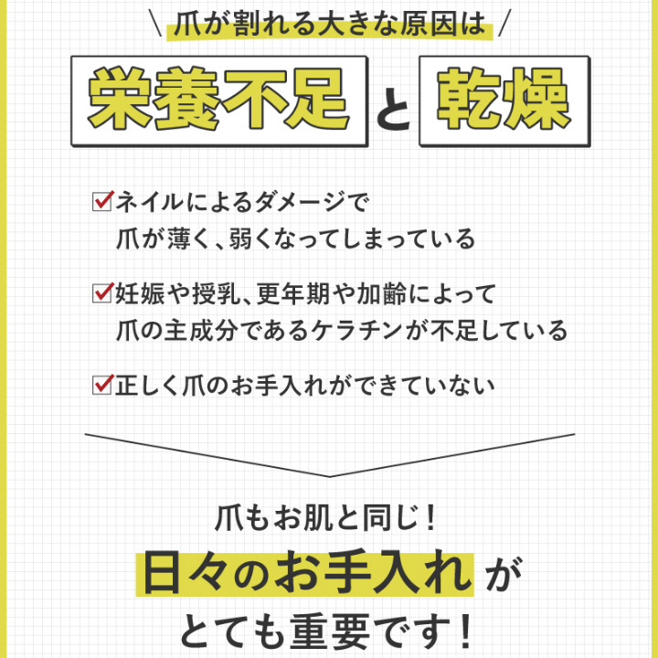 爪が割れる大きな原因は　栄養不足と　乾燥