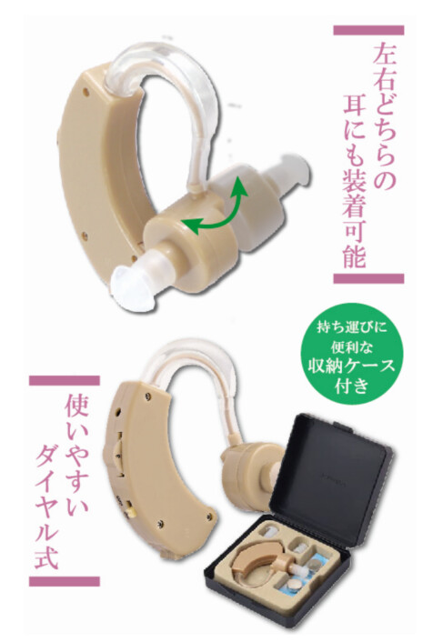 メール便対応 集音器 耳かけ式 収納ケース付き 両耳対応 耳かけ型 電池