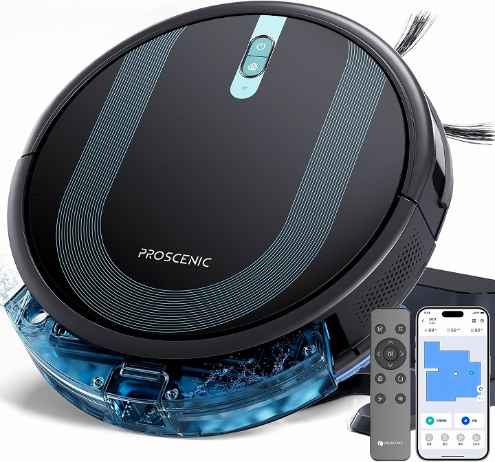 リモコン付 お掃除ロボット Proscenic 850T ブラック