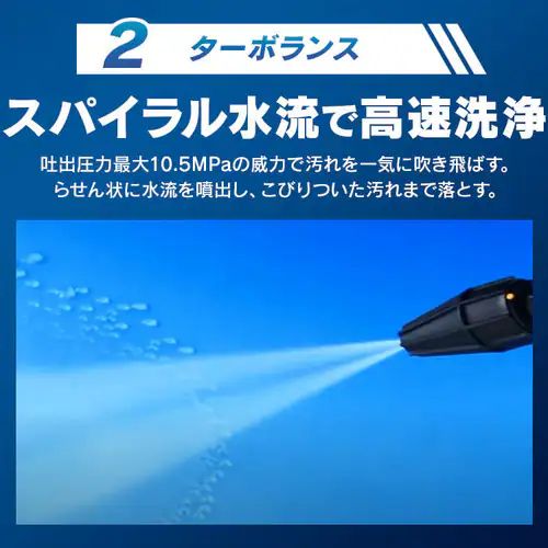 ターボランス スパイラル水流で高速洗浄