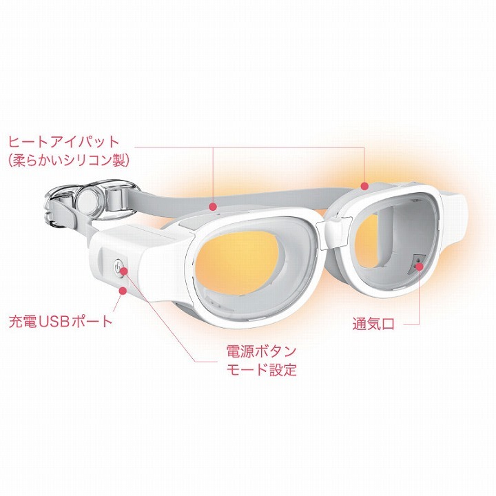 ヒートアイパット 充電USBポート 電源ボタンモード設定 通気口