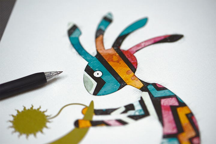 メール便対応 金運 開運 絵画 kokopelli 不思議なココペリ 太陽の角笛