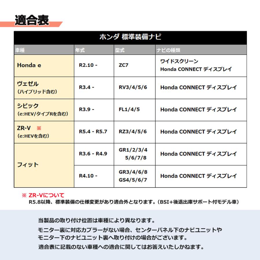 テレビキット ホンダコネクト 新型 純正ナビ Honda e ヴェゼル シビック ZR-V フィット RZ3/ RZ4/ RZ5/ RZ6 | ホンダ | 04