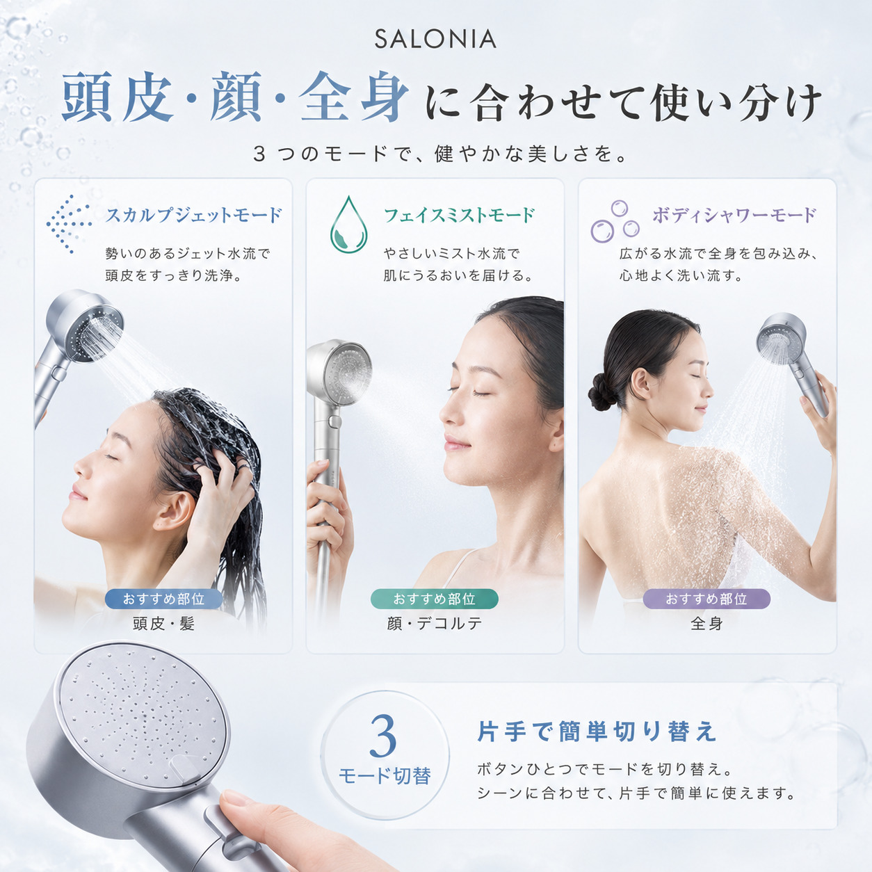 SALONIA（サロニア） ファインバブルクリア シャワーヘッド 塩素除去
