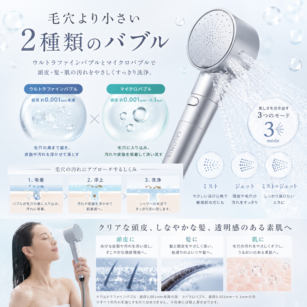 SALONIA（サロニア） ファインバブルクリア シャワーヘッド 塩素除去