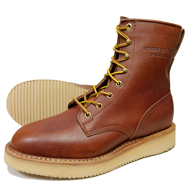 HATHORN（ハソーン） HATHORN BOOTS プレーントゥブーツ ブラウン : f