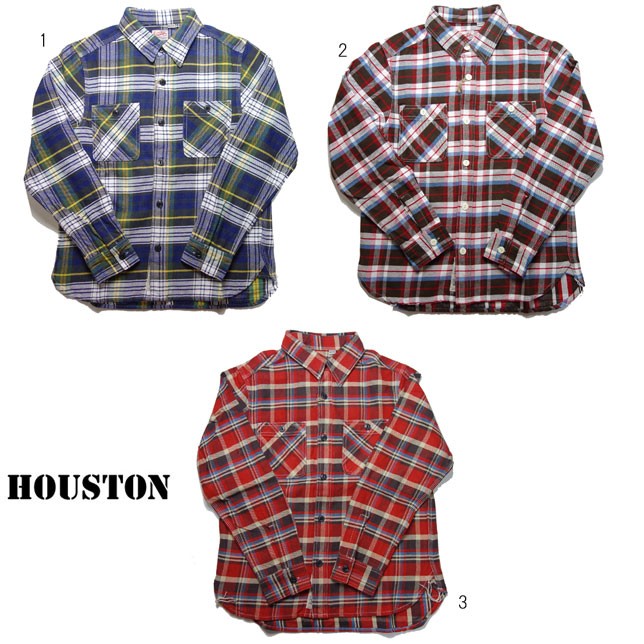 HOUSTON ヒューストン チェックシャツ メンズ チェックシャツ ネルシャツ ワークシャツ 長袖シャツ 40108 すべての商品  USUALGAMENTS(ユージュアルガーメンツ)
