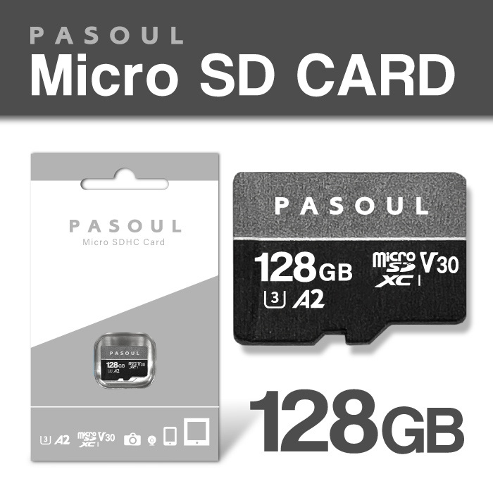 日本ブランド マイクロSDカード 128GB microSDXCカード Pasoul UHS-1 U3 V30 A2 4K Ultra HD対応 100MB s Class10 カメラ スマートフォン 防水 N2