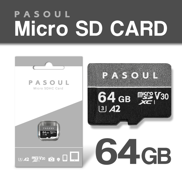 日本ブランド マイクロSDカード ２枚セット 64GB microSDXCカード Pasoul UHS-1 U3 V30 A2 4K Ultra HD対応 100MB/s Class10 カメラ スマートフォン 防水 DPN2｜project-a｜02