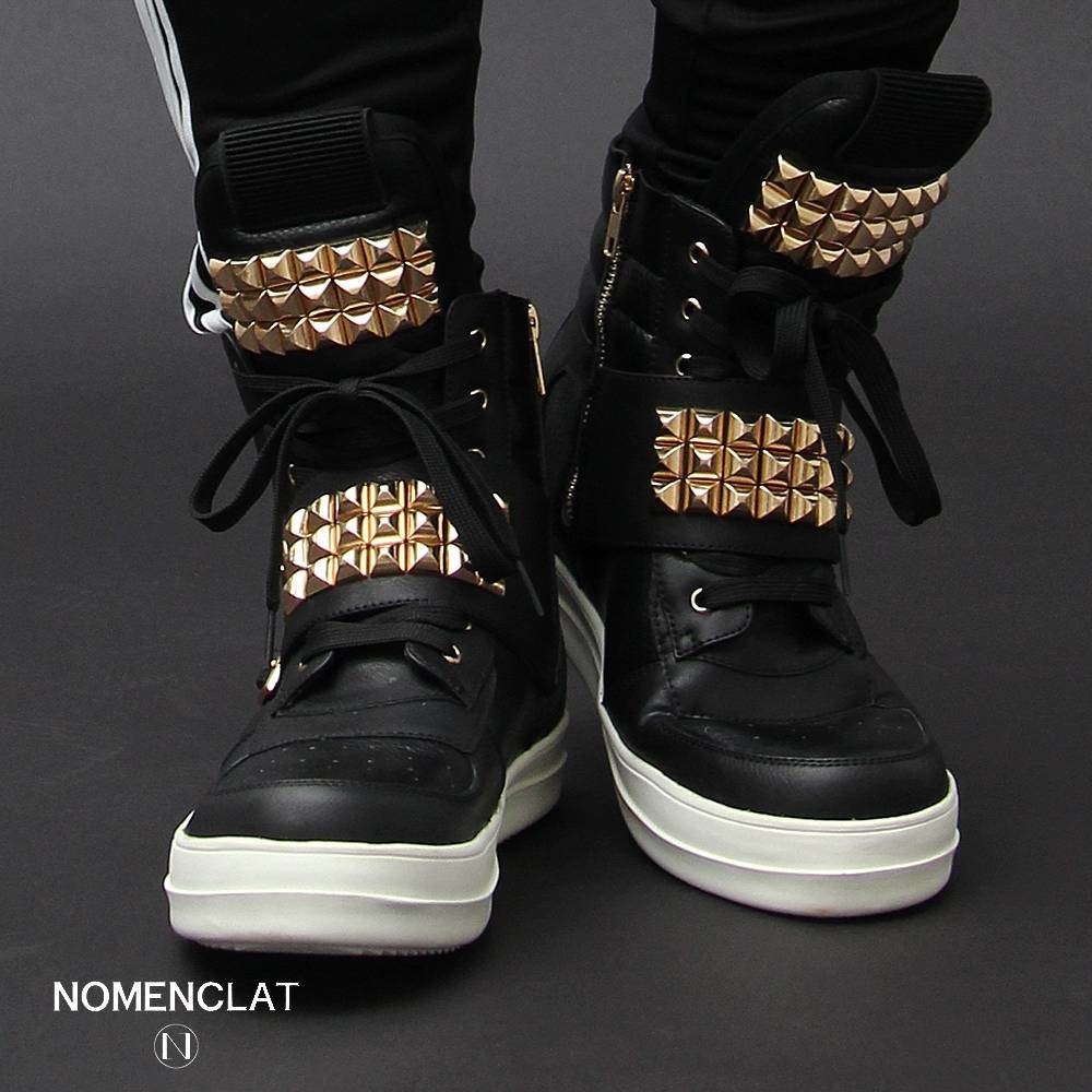 パンク ピラミッドスタッズスニーカー メンズバッグ シューズ 小物 ハイカット シルバー Www Blaskogabyggd Is