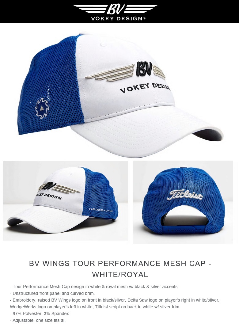 Titleist Vokey BV Wings Tour Performance Mesh Cap - White/Royal