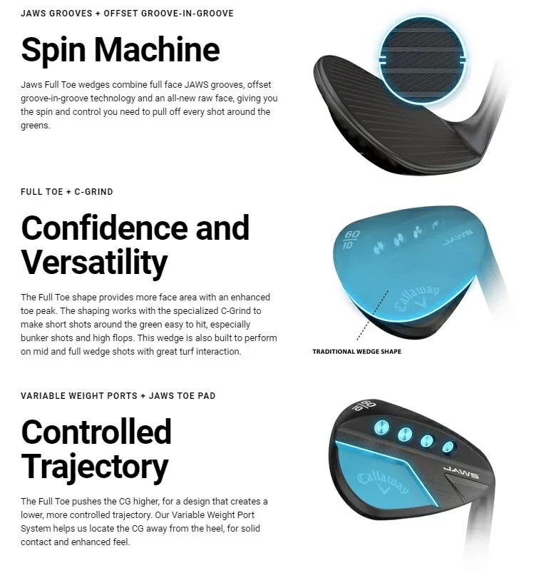 Callaway Jaws Full Toeウェッジ 56度 60度 レフティ Callaway（キャロウェイ） 在庫あり！(レフティモデル)Callaway JAWS