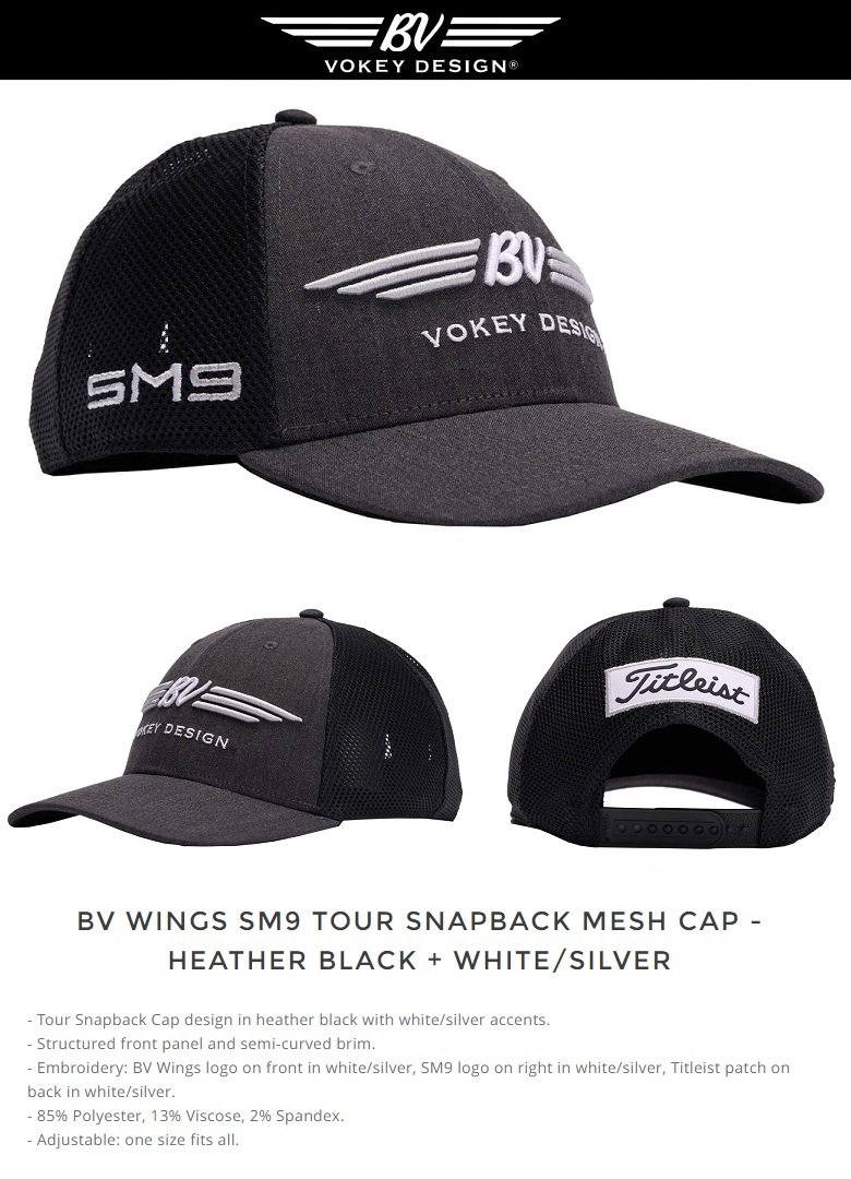 Titleist BV Wings SM9 Tour Snapback Mesh Cap Heather Black White