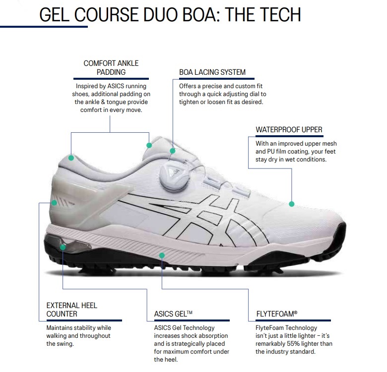 Asics Gel-Course Duo Boa Golf Shoes アシックス ゲルコース ドュオ 