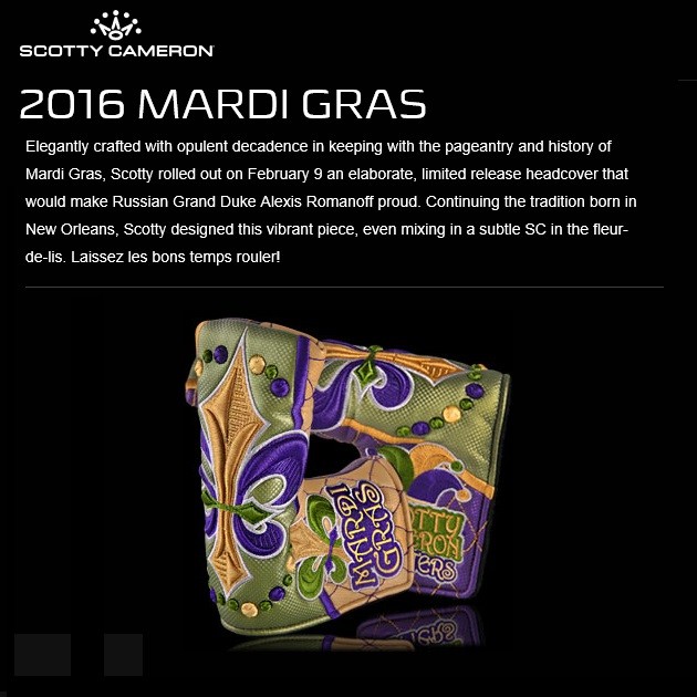 Scotty Cameron パターカバー Mardi Gras SCOTTY CAMERON Scotty・Cameron 2016 Mardi Gras Headcover