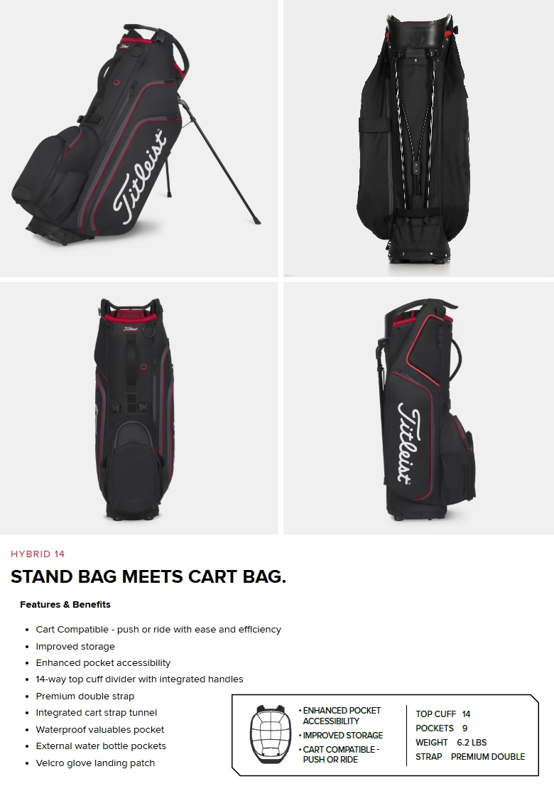 Titleist スタンド式 キャディバックHybrid 14 ゴルフバッグ Amazon | Titleist Hybrid 14 ゴルフスタンドバッグ ティール/ブラック