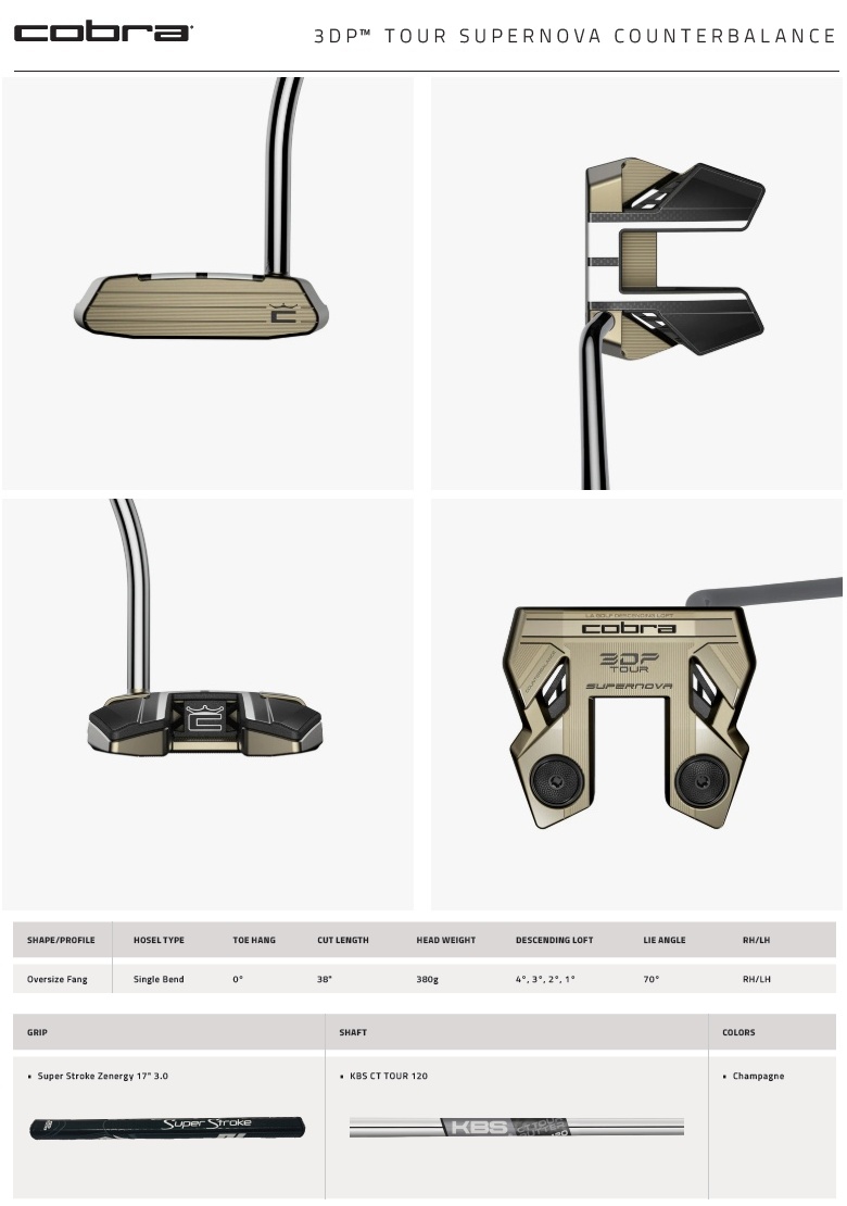 Cobra Golf 2026 3DP Tour Supernova Counterbalance Putter コブラ