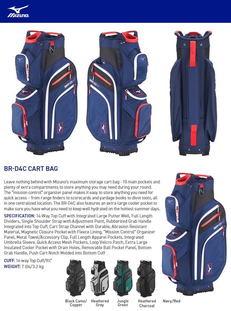 MIZUNO（ミズノ） Mizuno USA BR-D4C Cart Golf Bag ミズノUSA BR-D4C