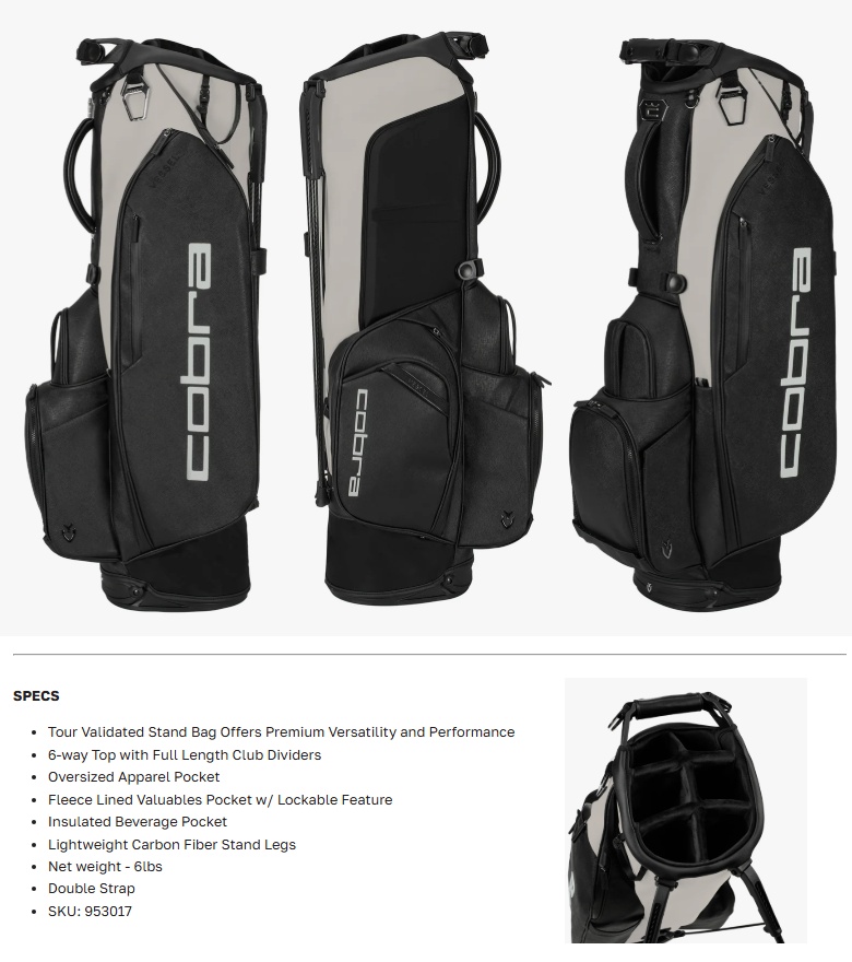 COBRA（コブラ） Cobra Golf Core Stand Golf Bag コブラゴルフ コア