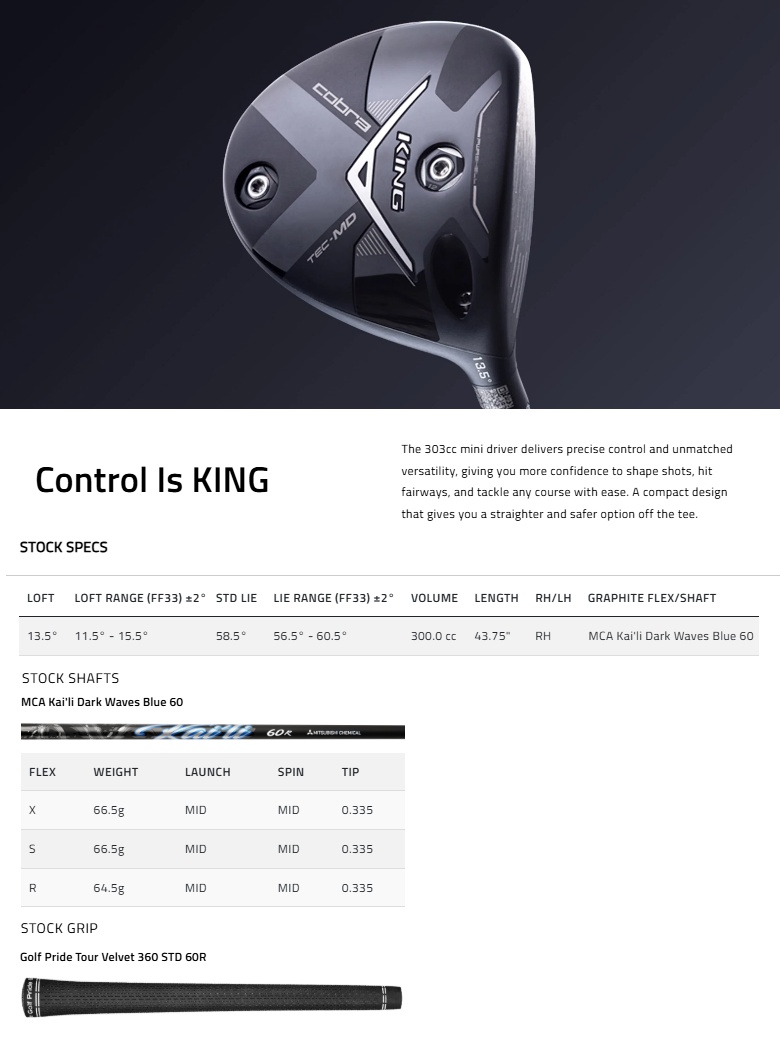 COBRA（コブラ） Cobra Golf KING TEC Mini Driver コブラゴルフ
