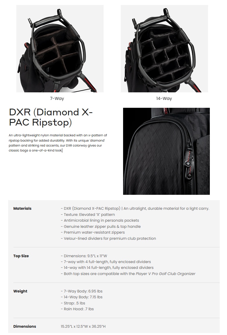 ベゼルPlayer III Stand - DXR Black / 14-Way VESSEL 即納可！VESSEL Player V Pro DXR Stand Bag ベゼル プレイヤー